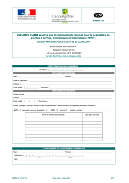 DEMANDE D`AIDE relative aux investissements