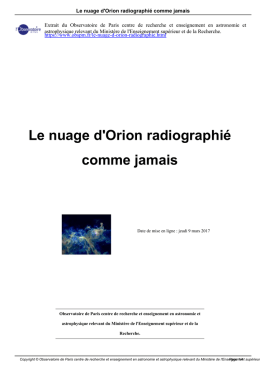 Le nuage d`Orion radiographié comme jamais - Paris