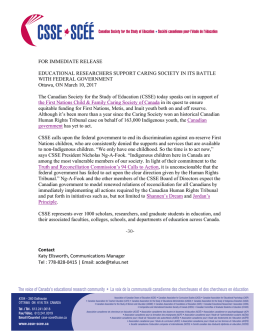 CSSE Media Statement Supporting FN Caring Society