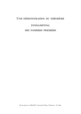 Une d&eacute;monstration du th&eacute;or&egrave;me fondamental des nombres premiers