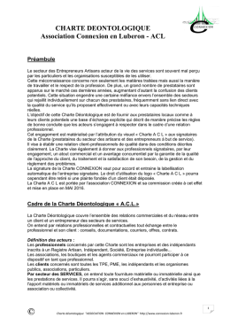 CHARTE DEONTOLOGIQUE Association Connexion en Luberon