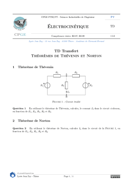 TD Transfert - Théorèmes de Thévenin et Norton