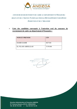 Liste des candidats convoqués à l`entretien oral du