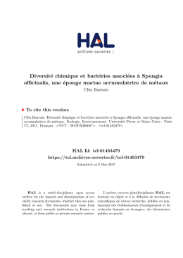 Diversité chimique et bactéries associées à Spongia officinalis, une