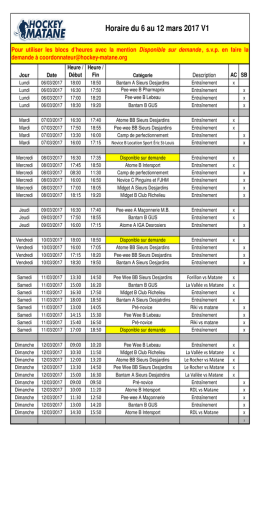 Horaire du 6 au 12 mars 2017 V1