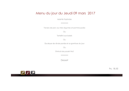 Menu du jour du Jeudi 09 mars 2017