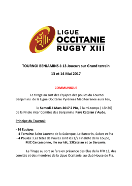 TOURNOI BENJAMINS à 13 Joueurs sur Grand terrain 13