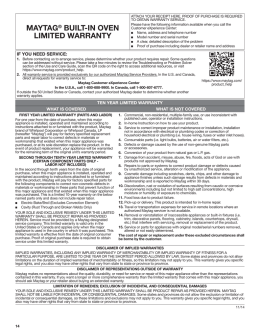 maytag&reg; built-in oven limited warranty