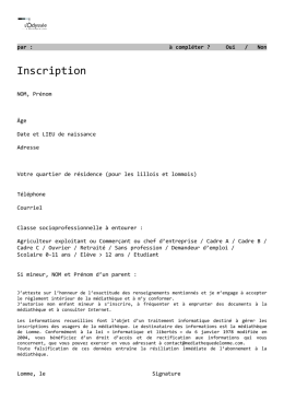 Fiche d`inscription Mediatheque