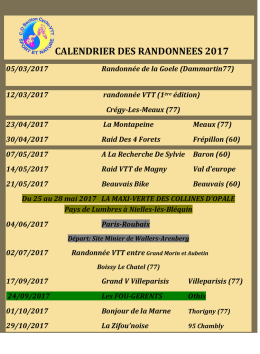 calendrier des randonnees 2017 - cyclo