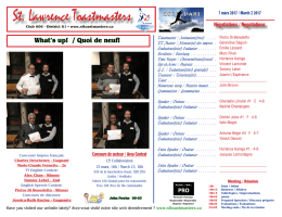 What`s up! / Quoi de neuf! - St. Lawrence Toastmasters Montr&eacute;al