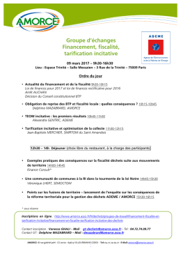 Groupe d`&eacute;changes Financement, fiscalit&eacute;, tarification incitative