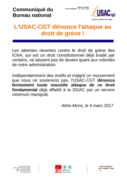 L`USAC-CGT dénonce l`attaque au droit de grève !