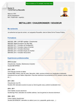 Recrutement CV METALLIER / CHAUDRONNIER