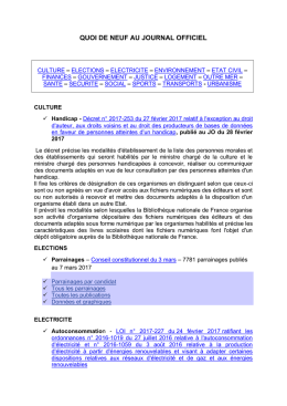 quoi de neuf au journal officiel