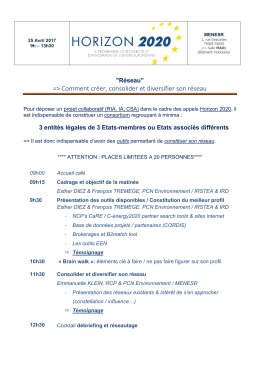 => Comment cr&eacute;er, consolider et diversifier son r&eacute;seau