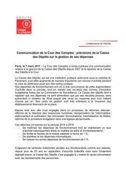 Communication de la Cour des Comptes : précisions de la Caisse