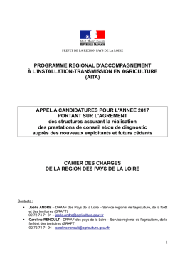 Cahier des charges  - DRAAF Pays-de-la-Loire