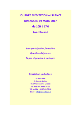 Journ&eacute;e M&eacute;ditation et Silence