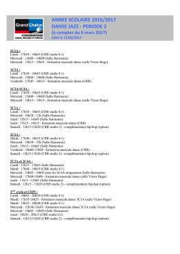 planning danse jazz période 2 - Conservatoire du Grand Chalon
