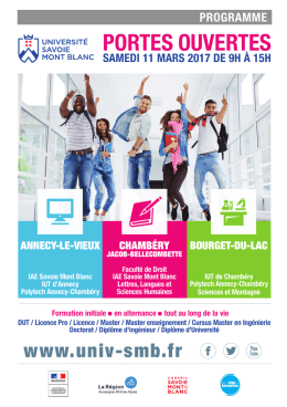 Consultez le programme complet des portes ouvertes sur les trois