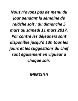 MENU DU JOUR - Caf&eacute; Chez-Nous