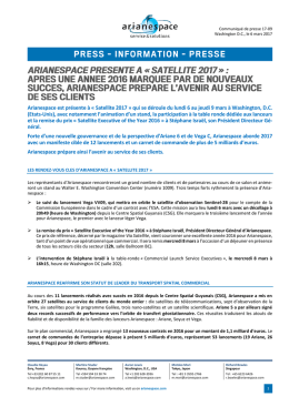 Arianespace est pr&eacute;sente &agrave; &laquo; Satellite 2017 &raquo; qui se d&eacute;roule du