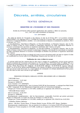 Arr&ecirc;t&eacute; du 24 f&eacute;vrier 2017