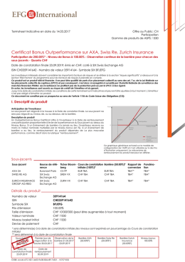 Certificat Bonus Outperformance sur AXA, Swiss Re