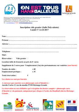 Inscription vide grenier (Salle Polyvalente) Lundi 17