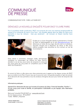 D&Eacute;NOUEZ LA NOUVELLE ENQU&Ecirc;TE POLAR SNCF &Agrave; LIVRE PARIS