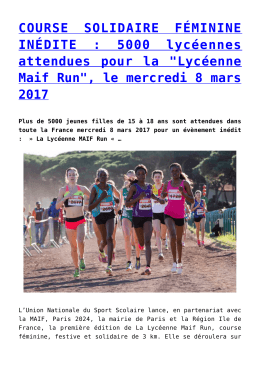 "Lycéenne Maif Run", le mercredi 8 mars 2017