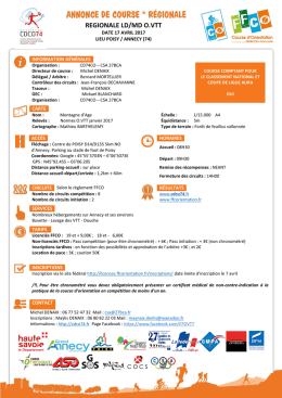Annonce de course - F&eacute;d&eacute;ration Fran&ccedil;aise de Course d`Orientation