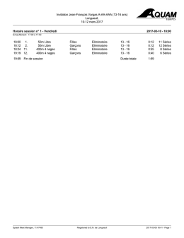 Horaire vendredi - Natation Elite Longueuil