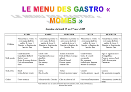 Semaine du lundi 13 au 17 mars 2017