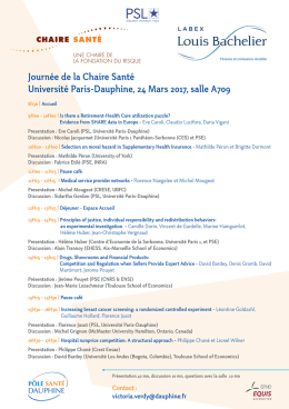 Programme - Chaire Santé Dauphine - Université Paris