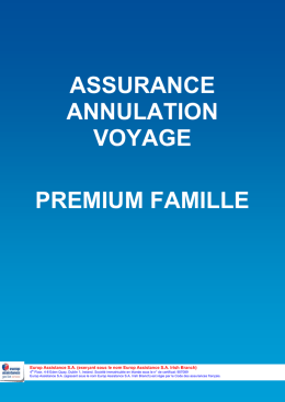 ASSURANCE ANNULATION VOYAGE PREMIUM FAMILLE