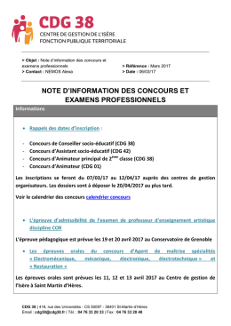 Note d`information des concours et examens