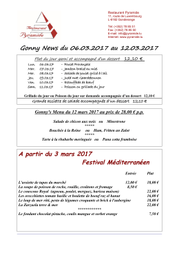 Gonny News du 06.03.2017 au 12.03.2017 A partir du 3 mars 2017