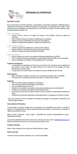 Description d`emploi