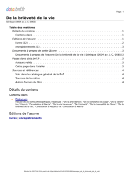 De la bri&egrave;vet&eacute; de la vie