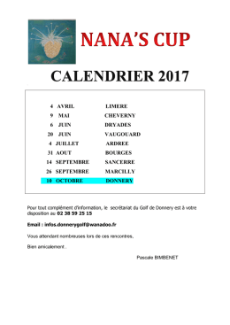 NANA`S CUP 2017 Calendrier