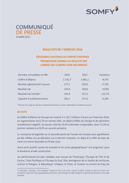 COMMUNIQU&Eacute; DE PRESSE