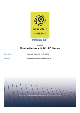 PRESS KITMontpellier H&eacute;rault SC - FC Nantes - Ligue 1