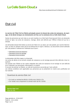 Etat civil - La Celle Saint