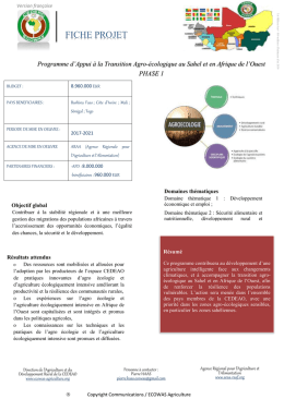 fiche projet - Direction de l`Agriculture et du D&eacute;veloppement Rural