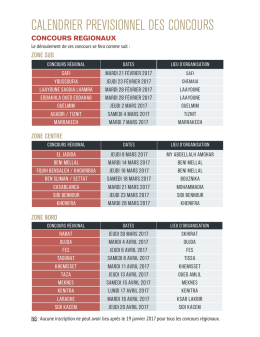 CALENDRIER PREVISIONNEL DES CONCOURS