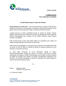 Un Défi Santé réussi à l`aréna de Cloutier - Ville de Rouyn