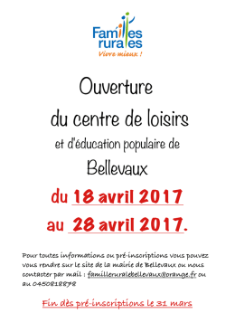Affiche ouverture - Mairie de Bellevaux