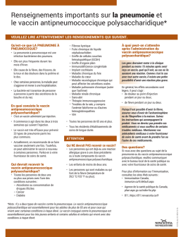 Renseignements importants sur la pneumonie et le vaccin